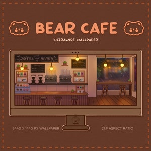 Bear Cafe Ultrawide Desktop Wallpaper (Digital Download)