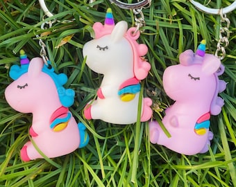 Unicorn Keychain: Pink, White, Purple