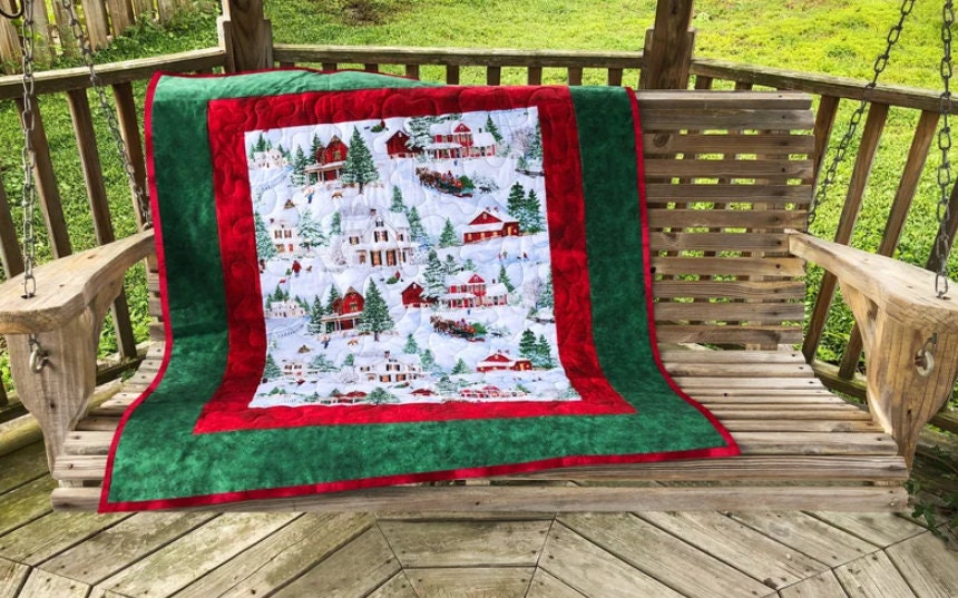 Christmas Quilt, Handmade Christmas Quilt, Santa Christmas Quilt, Santa