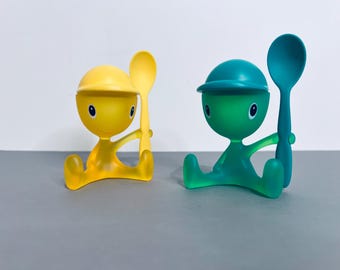 Alessi - Cico Egg Cups & Spoons Green + Yellow - Designer Stefano Giovannoni