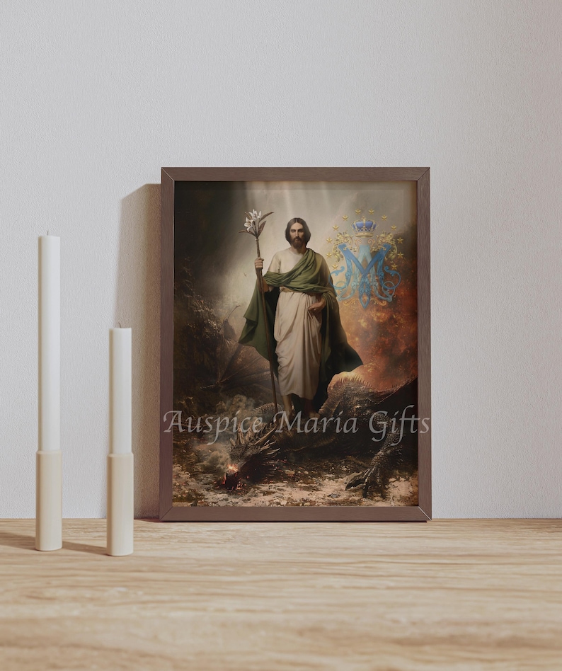 St Joseph terror of demons print | Catholic Art image 1