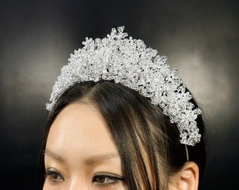 Swarovski Zircon Wedding Tiara,Royal Crown, Bridal Crown, Quinceanera Tiara, Wedding Headpiece, Silver Crown, Queen crown