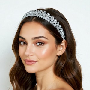 Crystal Bridal Tiara – Handmade Zirconia Wedding Crown, Headpiece for Bride