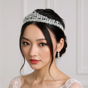 Bridal Zirconia Tiara – Crystal Wedding Crown, Quinceañera Headpiece, Silver Hair Accessory