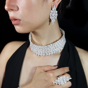 Elegant Bridal Jewelry Ensemble with Swarovski Zirconia Accents - Jewelry Set for Weddings and Beyond