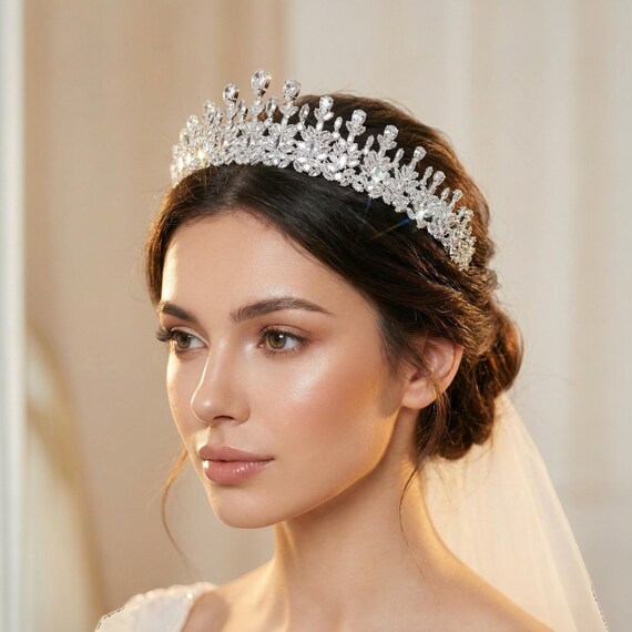 Crystal Zirconia Bridal Tiara – Luxury Handmade Wedding  display picture 3