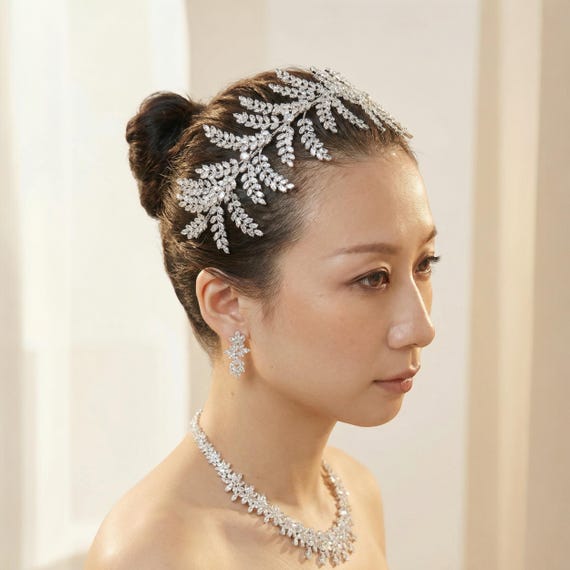 Luxurious Pearl and Gemstone Hair Tiara Luxury Pink Gold Pearl Bridal Crowns Handmade Crystal  main image 3