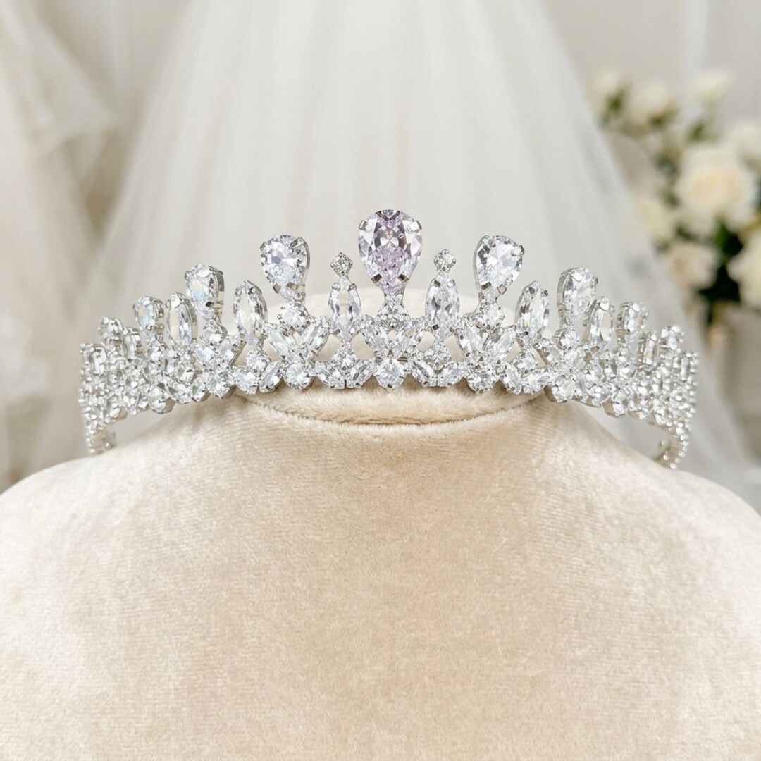 Silver Bendable Tiara Princess Diamond Bling Cryst Girls Crystal Tiara Crown Silver Children Princess Crown for  main image 3