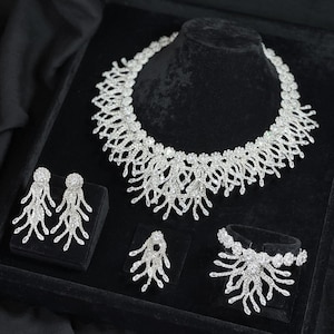 Swarovski Zircon Wedding Jewelry Set For Bride. Bridal Necklace, Wedding Jewelry Set, Silver Jewelry Set, Bridal Jewelry Set, Wedding gifts.