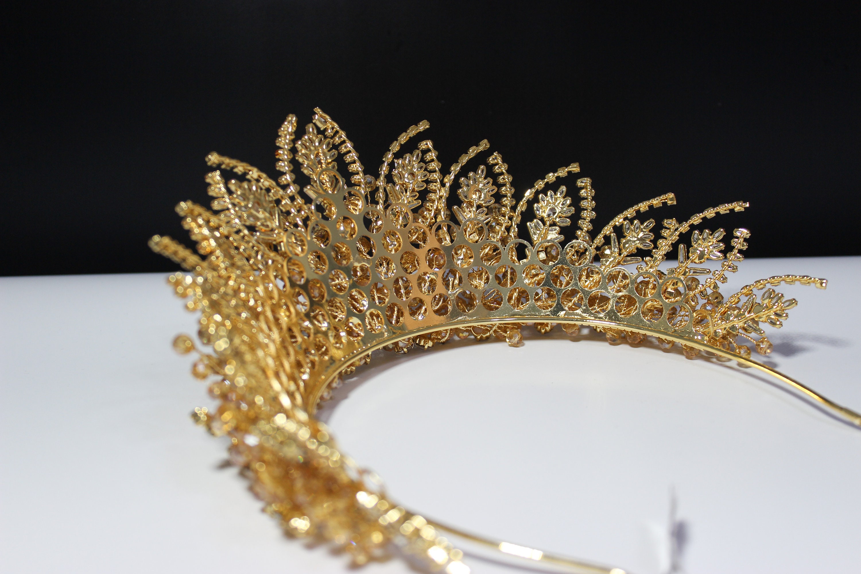 Stunning Gold Wedding Tiara. Bridal Crown Zircon Tiara - Etsy