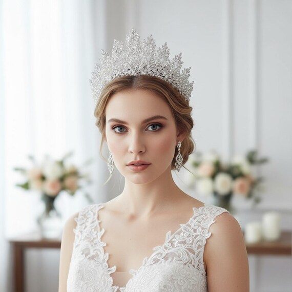 Luxury Crystal & Pearl Bridal Crown - Handmade Zircon  display picture 2