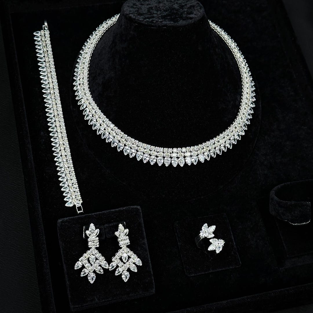 Swarovski Zirconia Bridal Jewelry Crystal Necklace Set