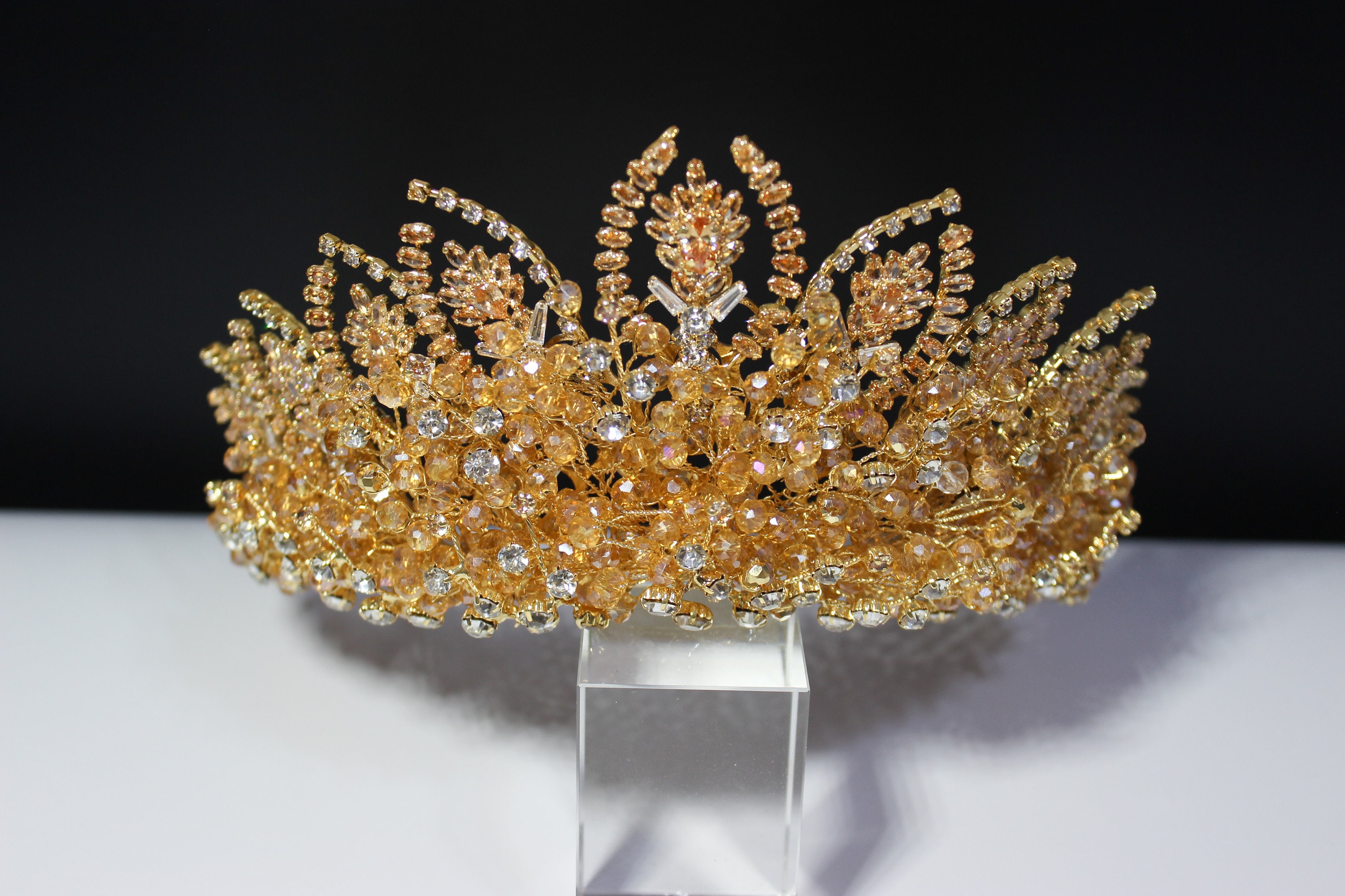 Stunning Gold Wedding Tiara. Bridal Crown Zircon Tiara - Etsy