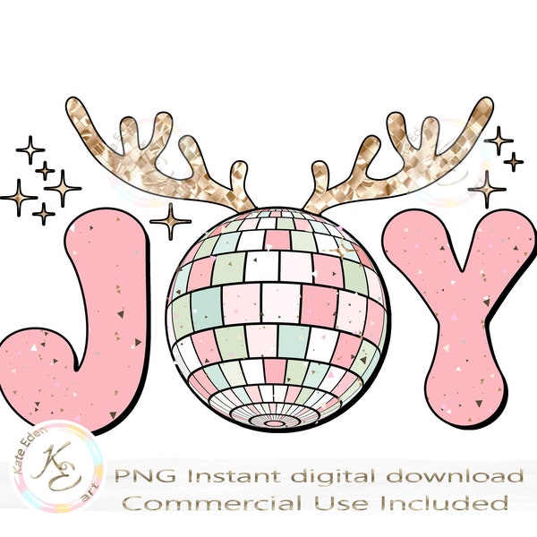 Joy Retro Christmas PNG, Christmas disco ball, Pink Joy png, Digital Download, Retro Holiday PNG, Sublimation Design, Pink Christmas, r3