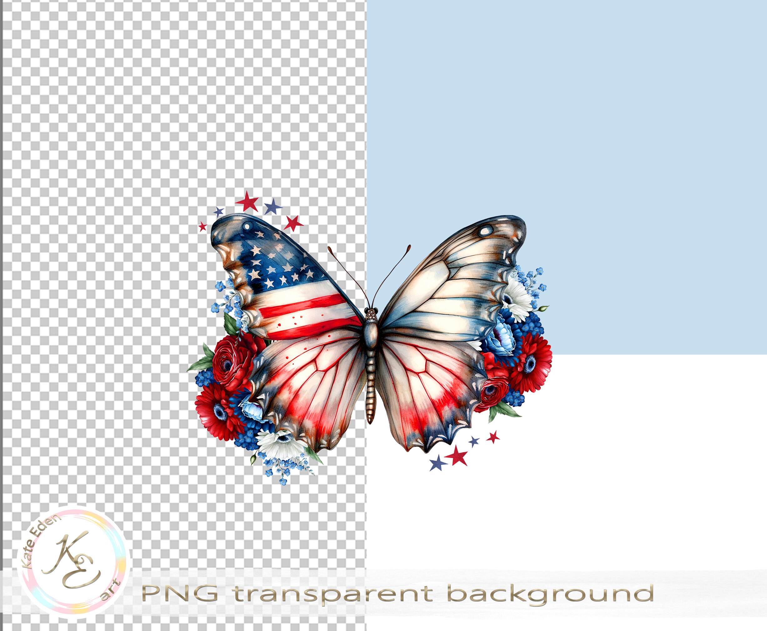 American Patriotic Butterfly PNG American Flag Sublimation - Etsy