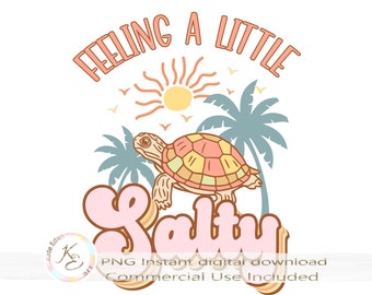 Feeling A Little Salty PNG, Vacation, Beach PNG, Retro Summer PNG, Summer Clipart, Instant Digital Download, Sublimation, T-shirt Design, r3