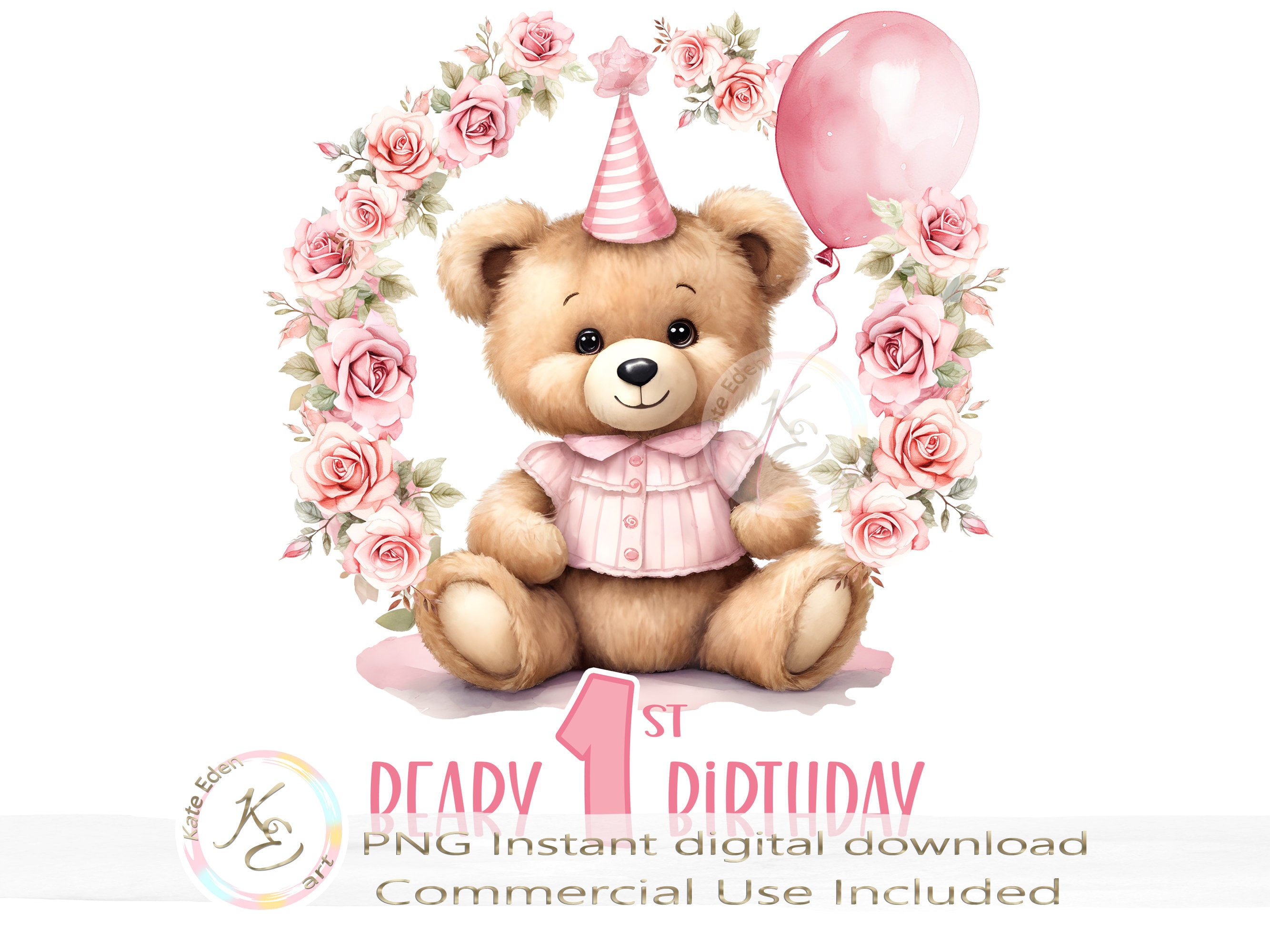 Beary 1st Birthday PNG First Birthday Girl Cute Teddy Bear - Etsy