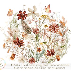 コテージコア デザイン PNG、押し花、牧草地、野生の花、ボヘミアン、植物、自然、デジタル ダウンロード、花の昇華、農家 PNG、