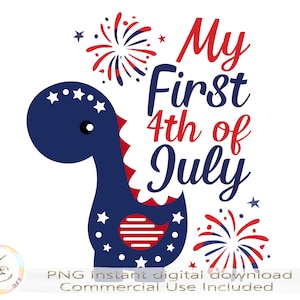 My first 4th of July Patriotic Dinosaur, Sublimation Design, American Independence Day, Fourth Of July, first 4th of July baby, download