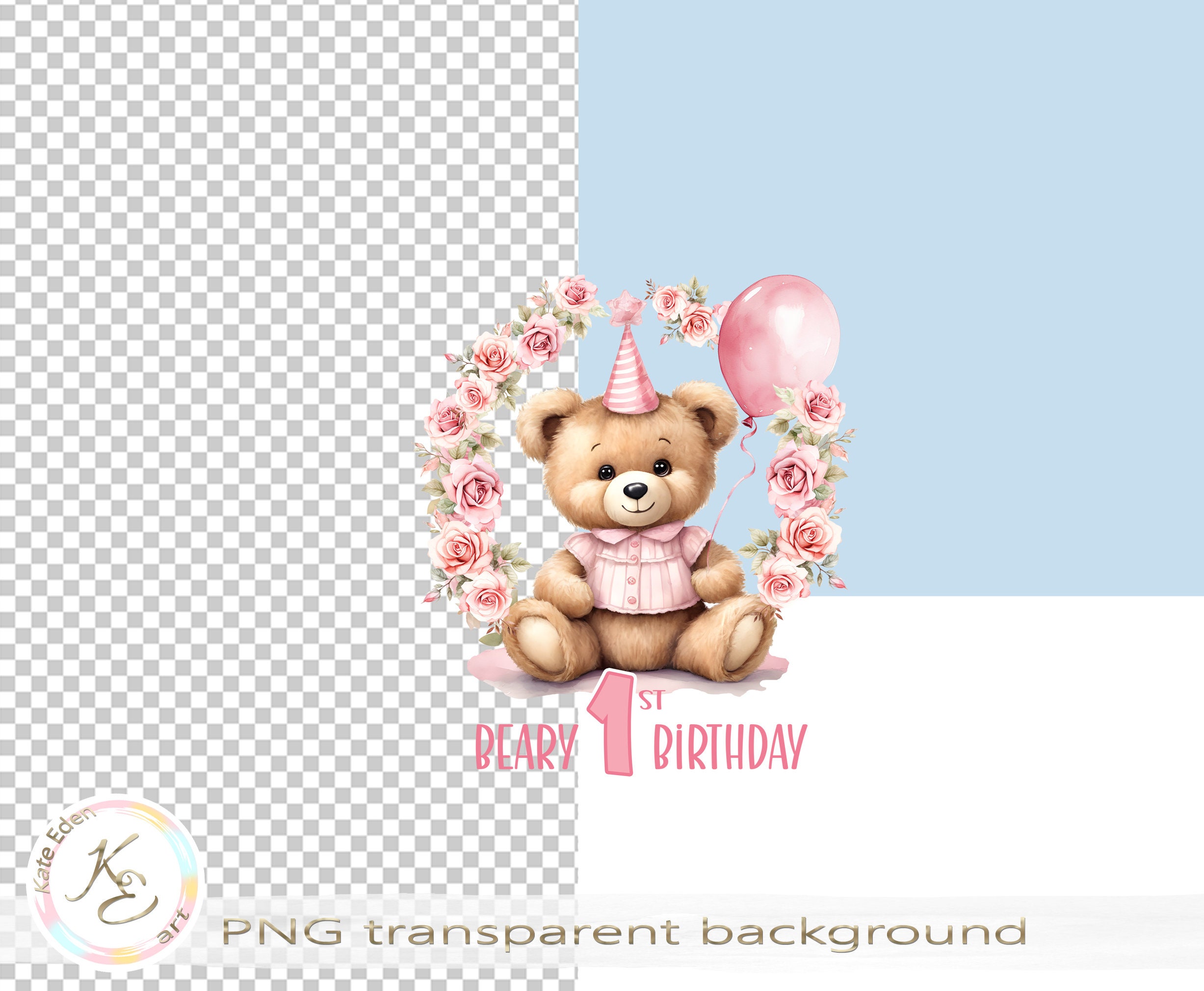 Beary 1st Birthday PNG First Birthday Girl Cute Teddy Bear - Etsy