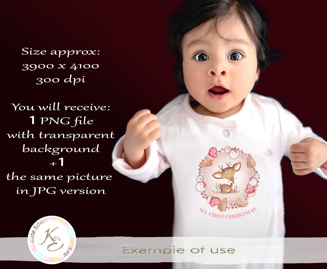 My First Christmas PNG Cute Baby Deer Baby