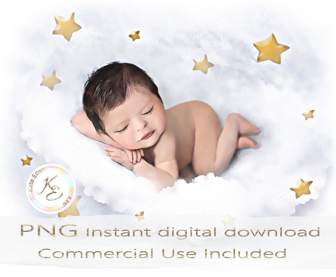Sleeping Baby on the Cloud PNG, Sublimation Designs, Downloads, Baby