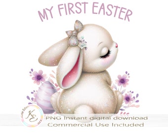 My 1st Easter PNG, Easter Bunny, Baby Girl, Purple, Sublimation, First Easter, Instant Digital Download, Cute Easter, Easter Printables,