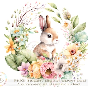 lapin de Pâques vintage PNG, conception de Sublimation de Pâques, téléchargement numérique instantané, Floral de Pâques, lapin de Pâques, cartes numériques de Pâques, imprimable