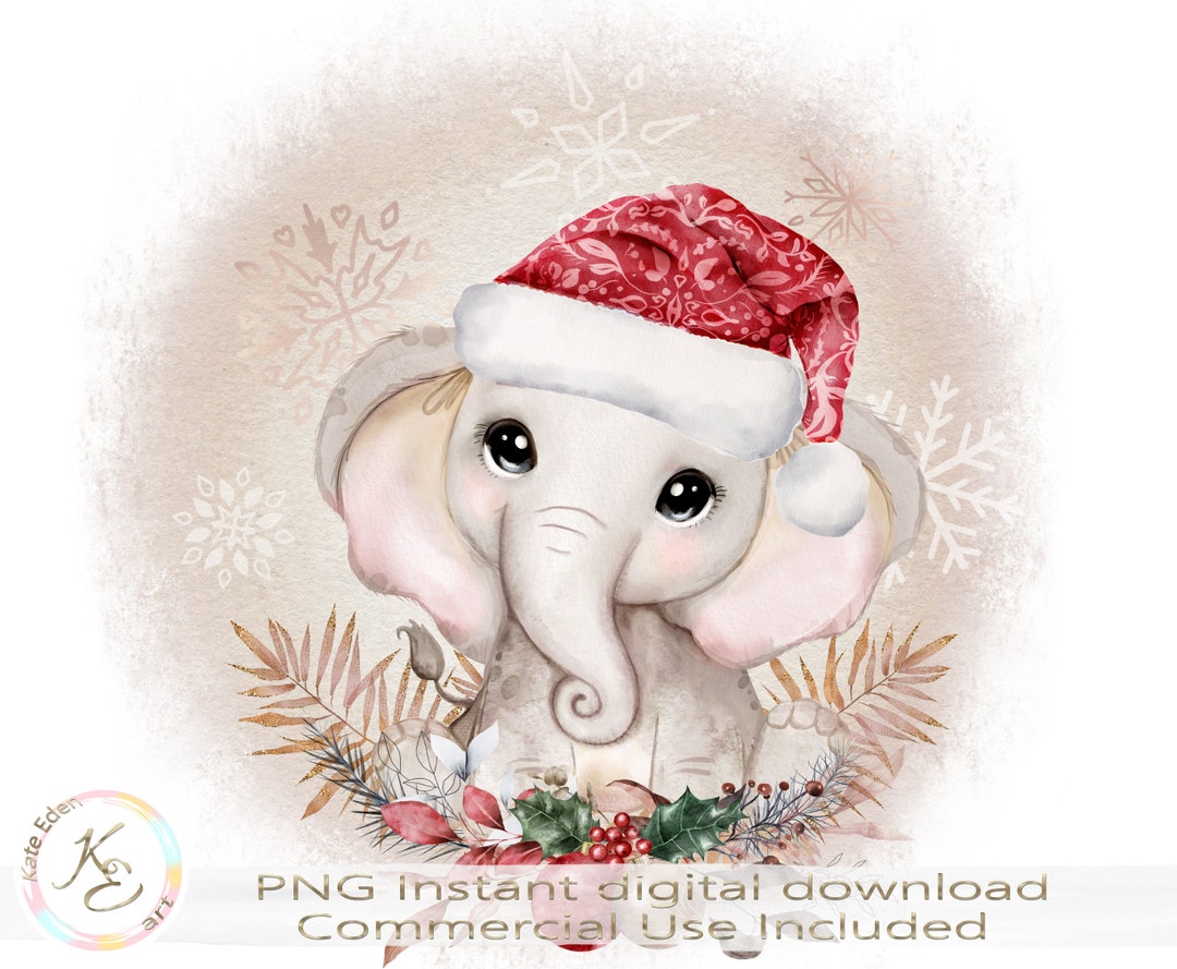 Christmas Cute Elephant Girl, PNG for Download, Cute Holiday ...
