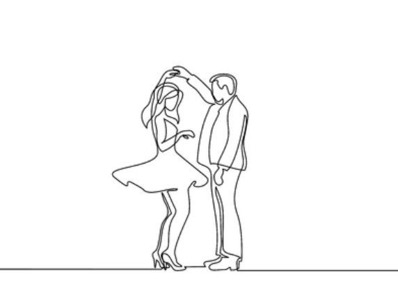 Single continuous line drawing romantic of male and female couple