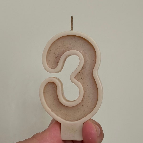 Natural Cinnamon Dyed Peach Tan Number Birthday Candle