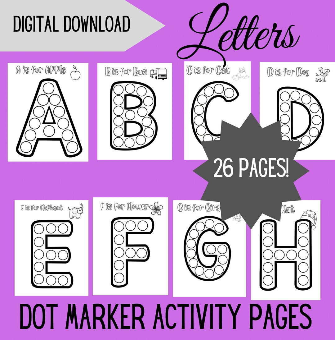 Letters Dot Marker Activity Pages, Dot Marker Printable for Kids, Do a