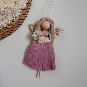 Macrame doll, angel guardian, personalized gift for birthday, baptism, holy communions, baby shower gift baby girl, kids room decoration