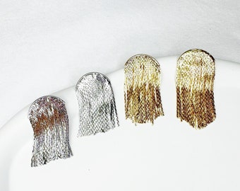 Gold/Silver Tassel Drop Wired Chain Earrings Fancy/Luxury/Striking Long Tassel Dangle Post Earring Charm/Stylish/Sparkle Glitter Shiny Gift
