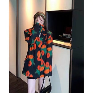 Colors Relaxed Cotton Blended Blazer Retro/Vintage Stylish/Modern Jacket Orange/Green/Black
