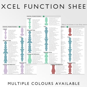 Microsoft Excel Functions Printable Excel Cheat Sheet Workbook ...