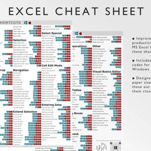 Microsoft Excel Shortcuts | Printable Excel Cheat Sheet | Workbook ...