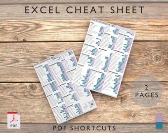 Microsoft Excel Shortcuts | Printable Excel Cheat Sheet | Workbook Productivity | Excel Key Strokes | Windows | Mac | Excel Ninja | Pink