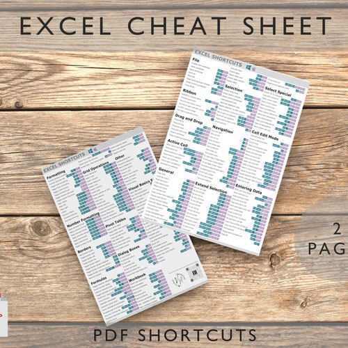 Microsoft Excel Shortcuts Printable Excel Cheat Sheet - Etsy