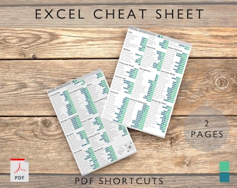 Microsoft Excel Shortcuts | Printable Excel Cheat Sheet | Workbook Productivity | Excel Key Strokes | Windows | Mac | Excel Ninja | Green