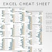Microsoft Excel Shortcuts Printable Excel Cheat Sheet Workbook ...