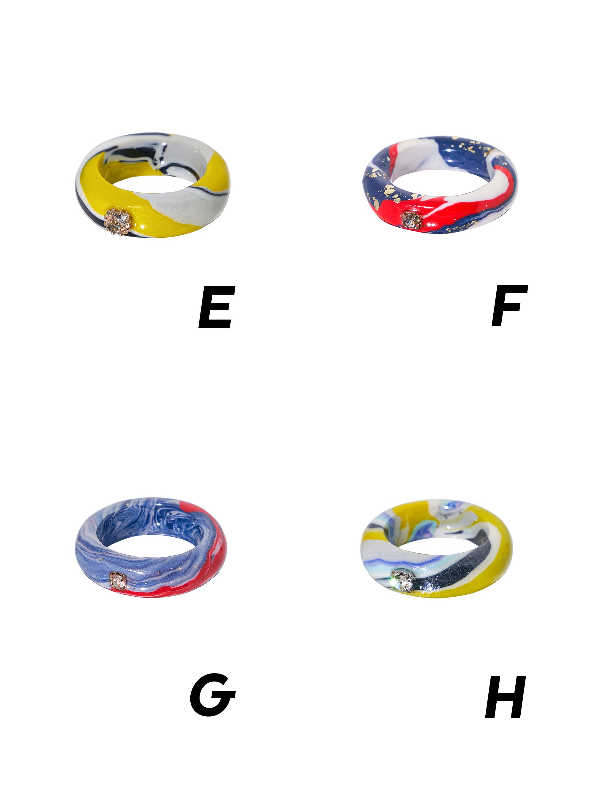 Polymer Clay Rings, Chunky Rings, Colorful Rings, Gift for Her, Y2k