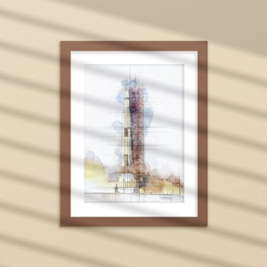 Saturn V Rocket Mixed Media Wall Art, Printable Artwork *Digital Download* Watercolour and Sketch, Technical Drawing, Military art, NASA