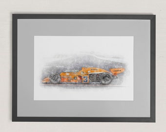 1974 Indy Winner Artwork, McLaren #3, driven by Johnny Rutherford, Custom Printable Download, Multiple Sizes, Inc Samsung TV Format