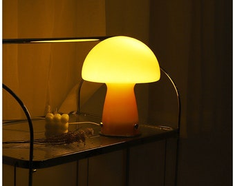 Mushroom lamp, Mushroom decor, night led light, desk lamp, minimalist lamp, orange lamp, retro lamp, modern home decor, housewarming gift