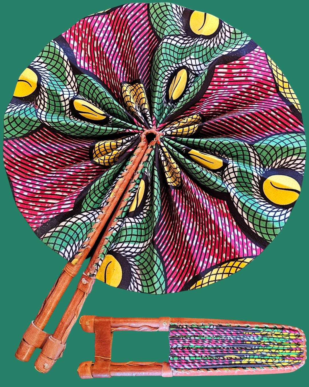 BKOFASHION アフリカ風扇子 - ハンドメイド円形折りたたみデザイン