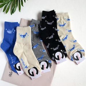 Cartoon Blue Whale Sock,Cute Animal Cotton Sock,Comfortable Daily Sock,Women Sock,Creative Cartoon Sock,Kawaii Sock,Girl Sock,Gift for her