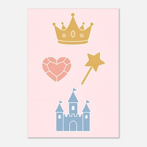Magical Princess Wall Art Poster - Enchanting Decor for Kids&#39; Bedrooms - Adorable & Colorful Design