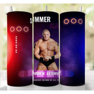 Brock Lesnar design photo, wwe summerslam inspired, 20oz Skinny Tumbler Sublimation Designs, For Straight Tumblers PNG File Digital Download