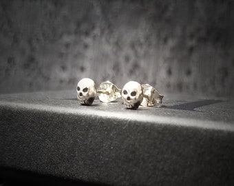 SIGNATURE SKULL STUDS - Sterling Silver Handmade Skull Stud Earrings - Gothic Alternative Jewellery